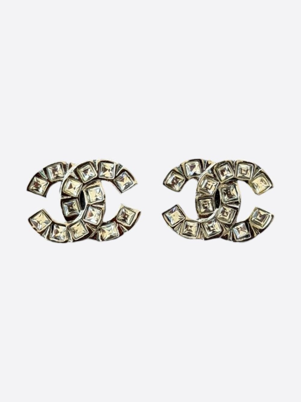 Chanel Baguette Crystal CC Logo Earrings